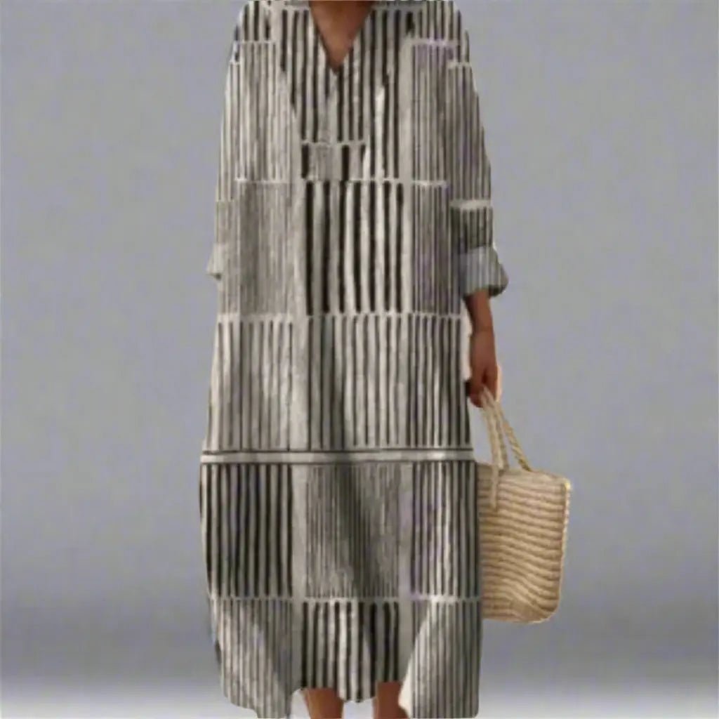 Margot | Monochrome Stripe Comfort Dress
