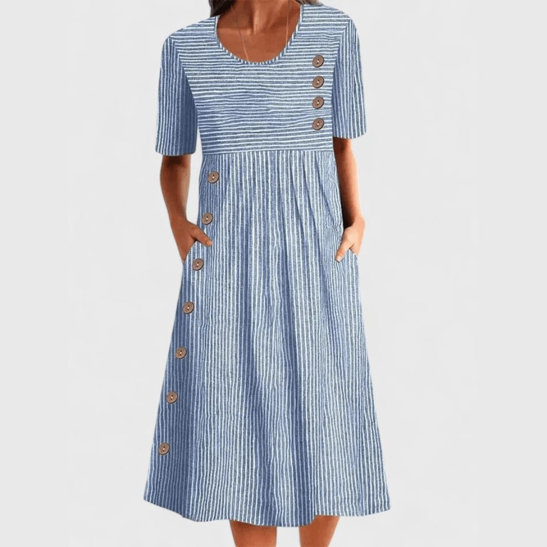 VICTORIA™|STRIPED MIDI DRESS - Barbara New York