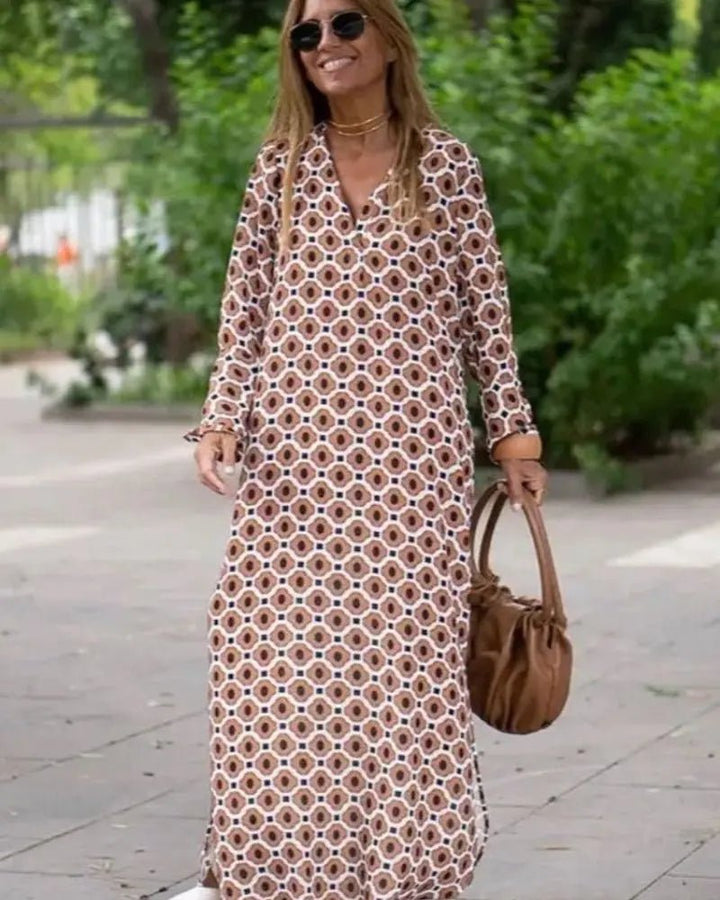 Hazel | Effortless Retro-Print Longline Dress