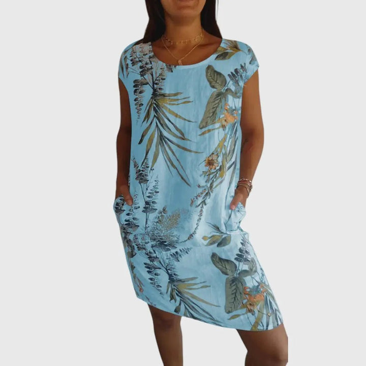 Noa | Soft Taupe Floral Pocket Dress