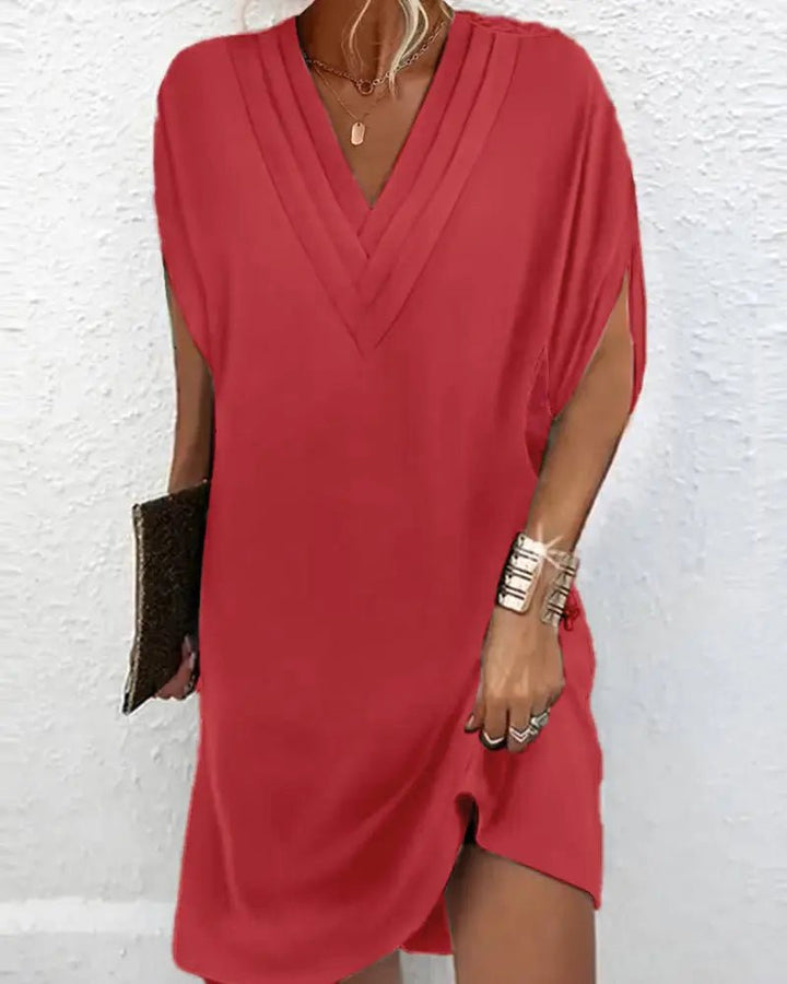 Grace | Deep Olive V-Neck Tunic Dress