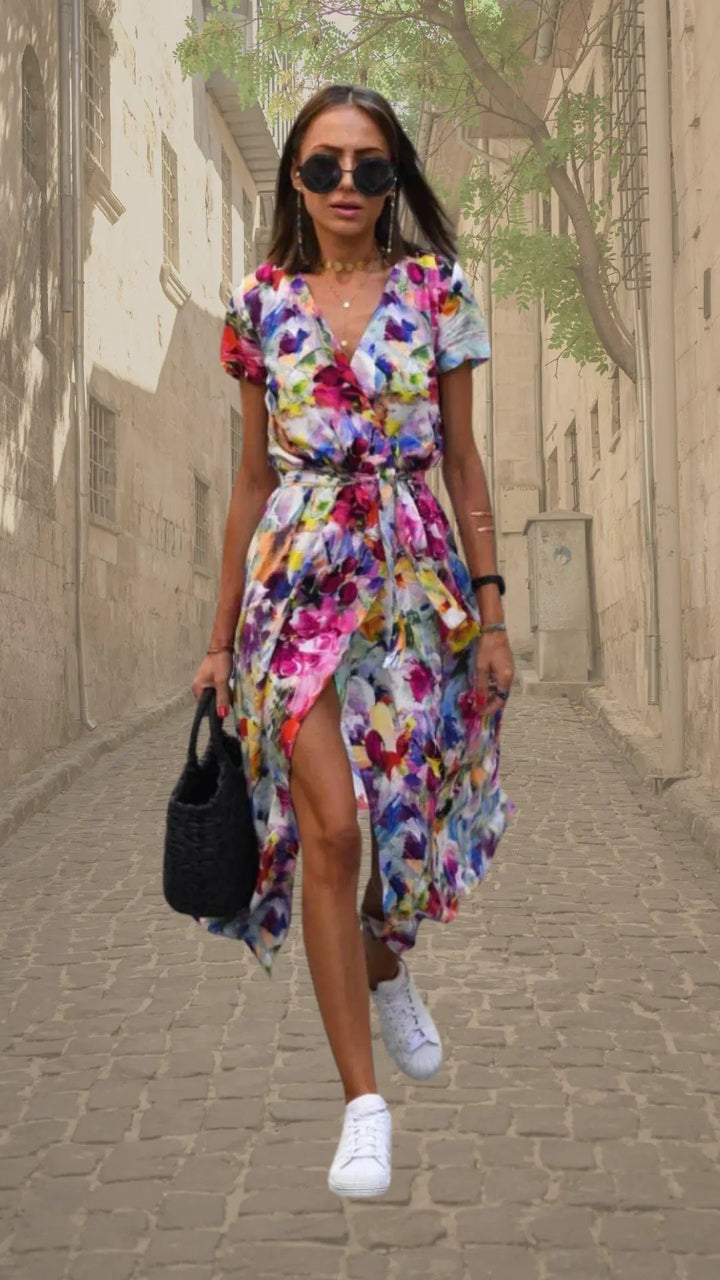 Aubrey | Bold Floral Wrap Maxi Dress