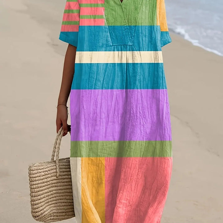 Pippa | Colorblock Breeze V-Neck Midi Dress