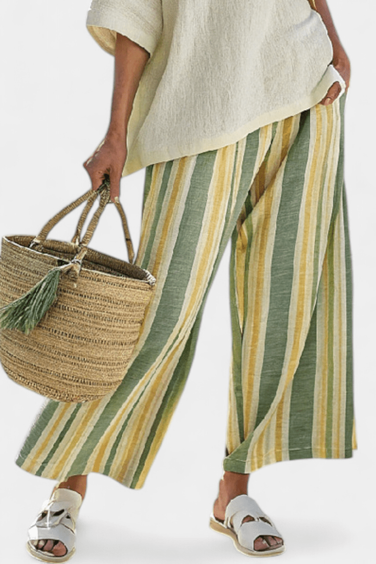 Ellowyn | Sophisticated Top & Striped Linen Pants
