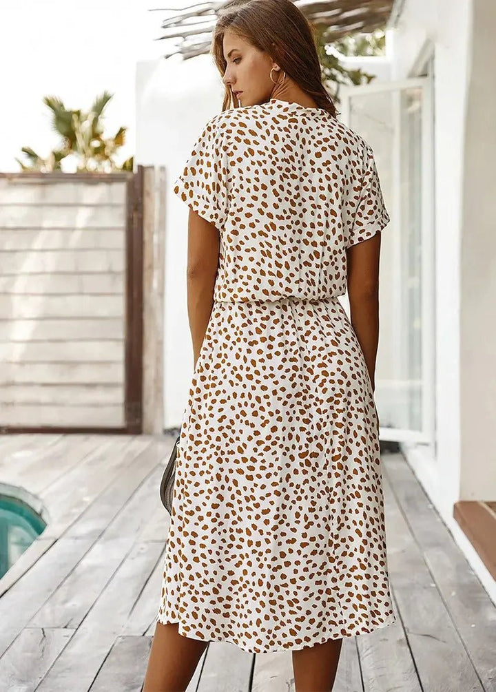 Georgia | Soft-Spotted Button-Up Midi Dress