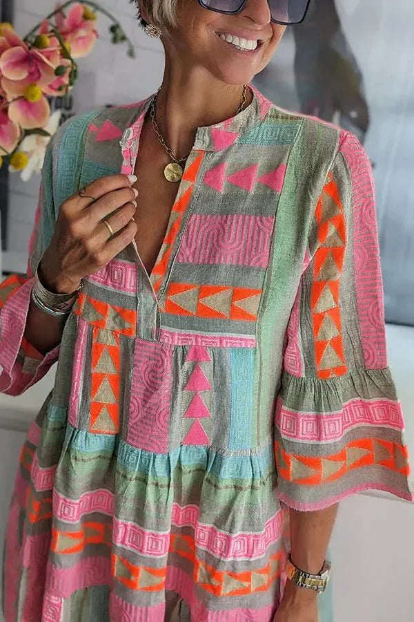 Sienna | Boho Geometric Tiered Dress