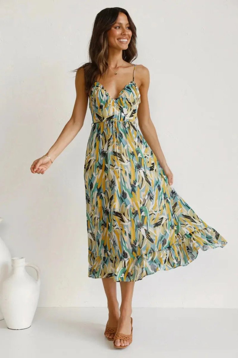 Isla | Sunset Brushstroke Midi Dress
