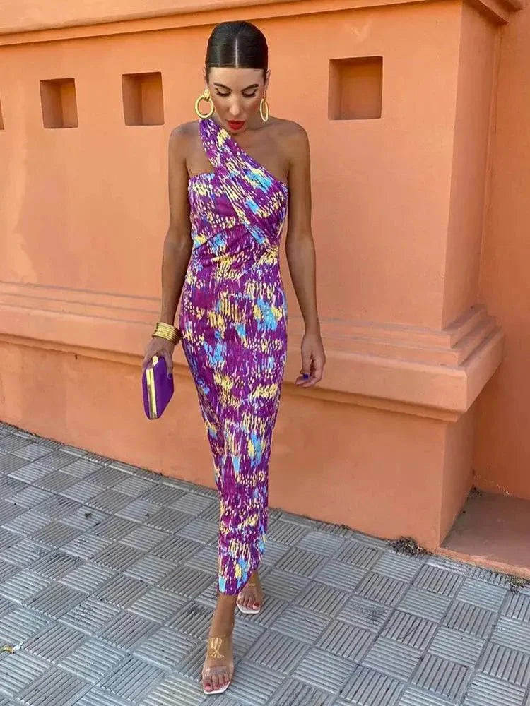 Amber | Geometric One-Shoulder Fitted Dress