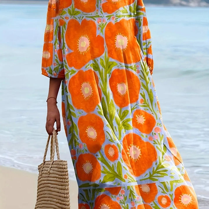 Lottie | Bold Floral Breeze Midi Dress