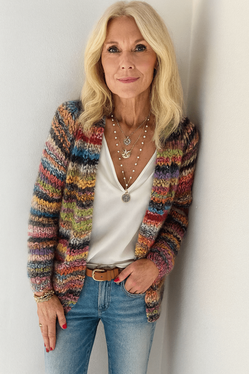 Emily | Cozy Multicolor Cardigan - Barbara New York