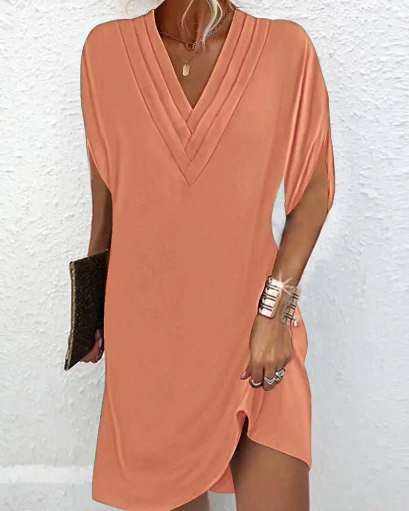 Grace | Deep Olive V-Neck Tunic Dress