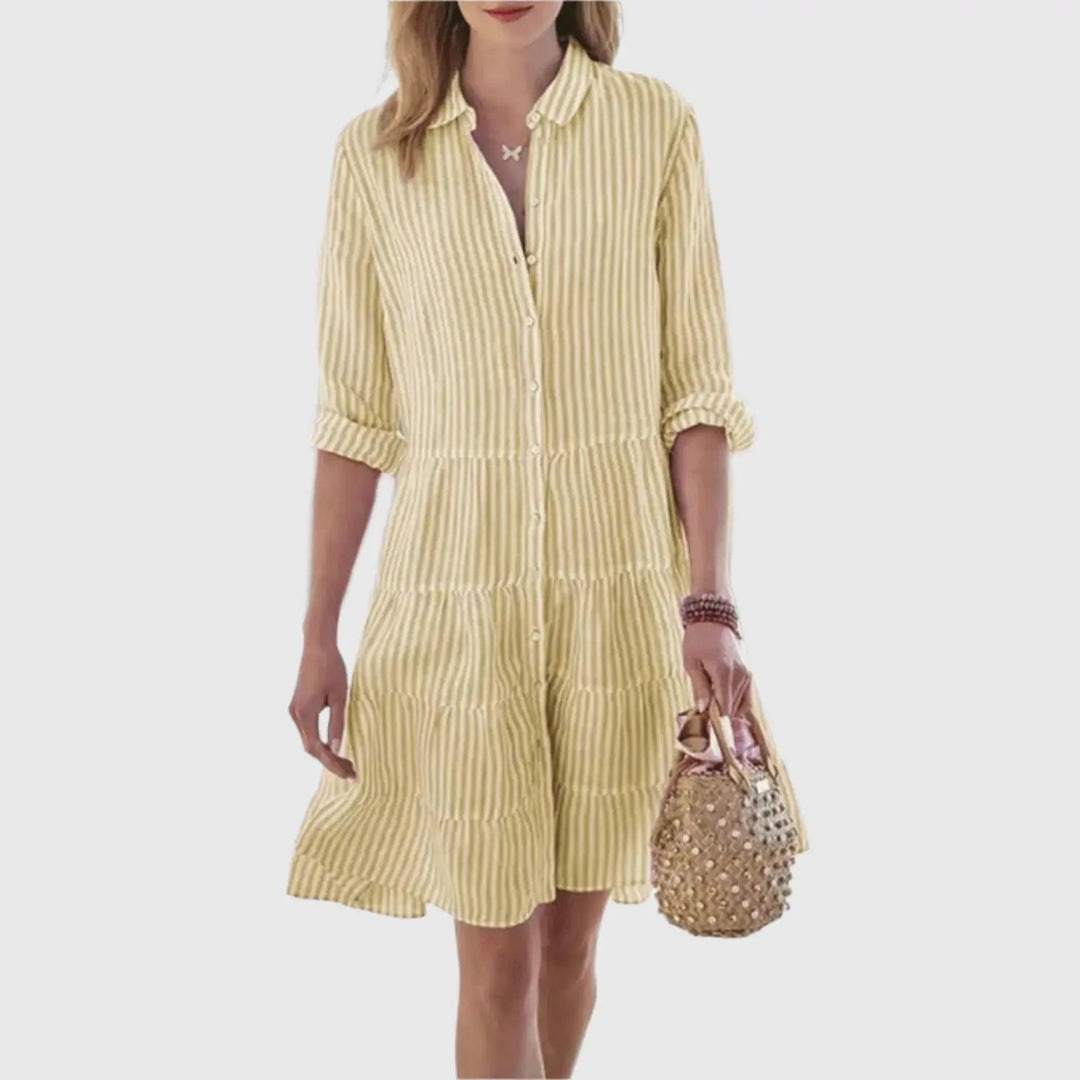 Grace | Mint Stripe Button-Down Shirt Dress