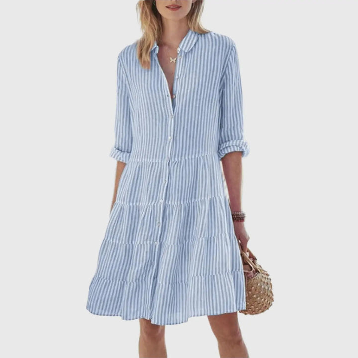Grace | Mint Stripe Button-Down Shirt Dress