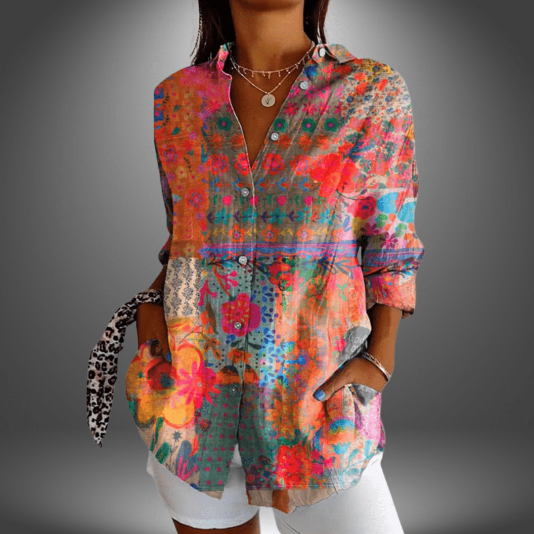 Rowan - Chic Floral Print Blouse - Barbara New York