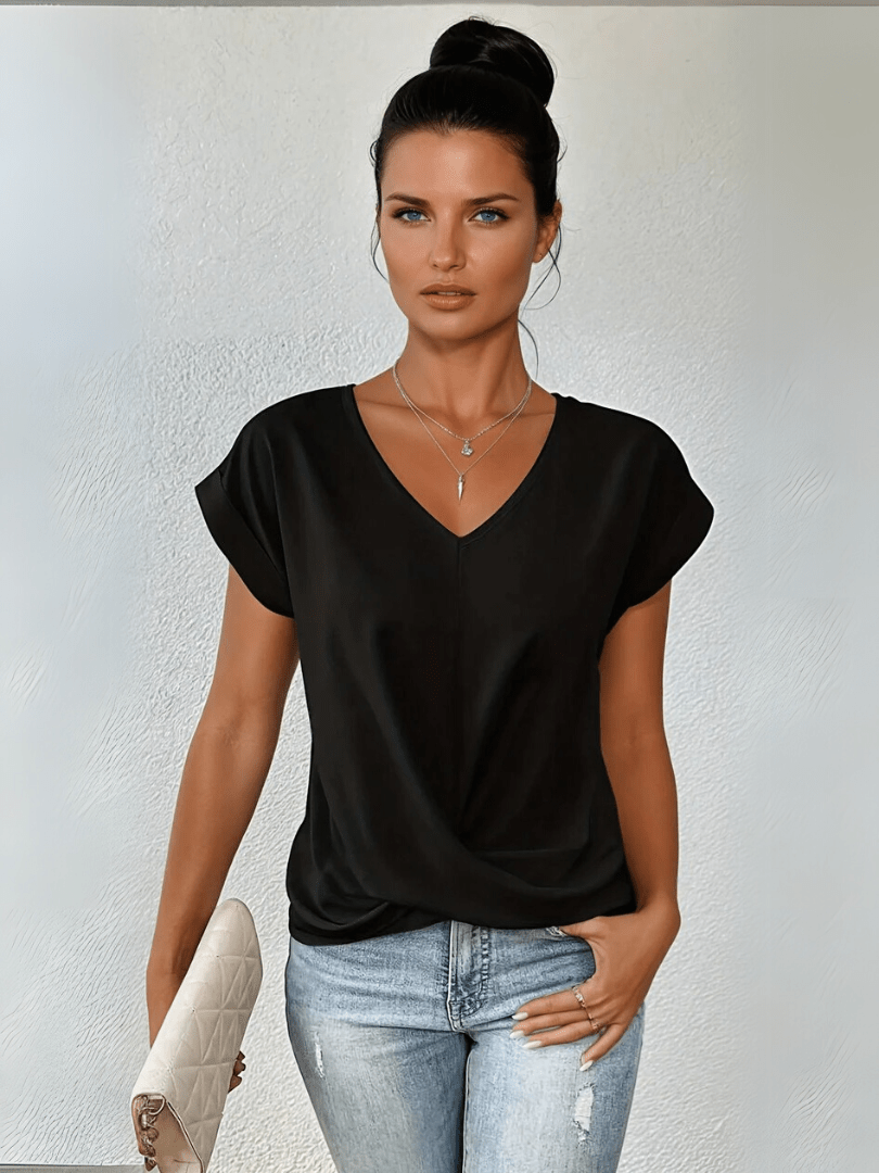 Sarah - Elegant V - Neck Summer Top - Barbara New York